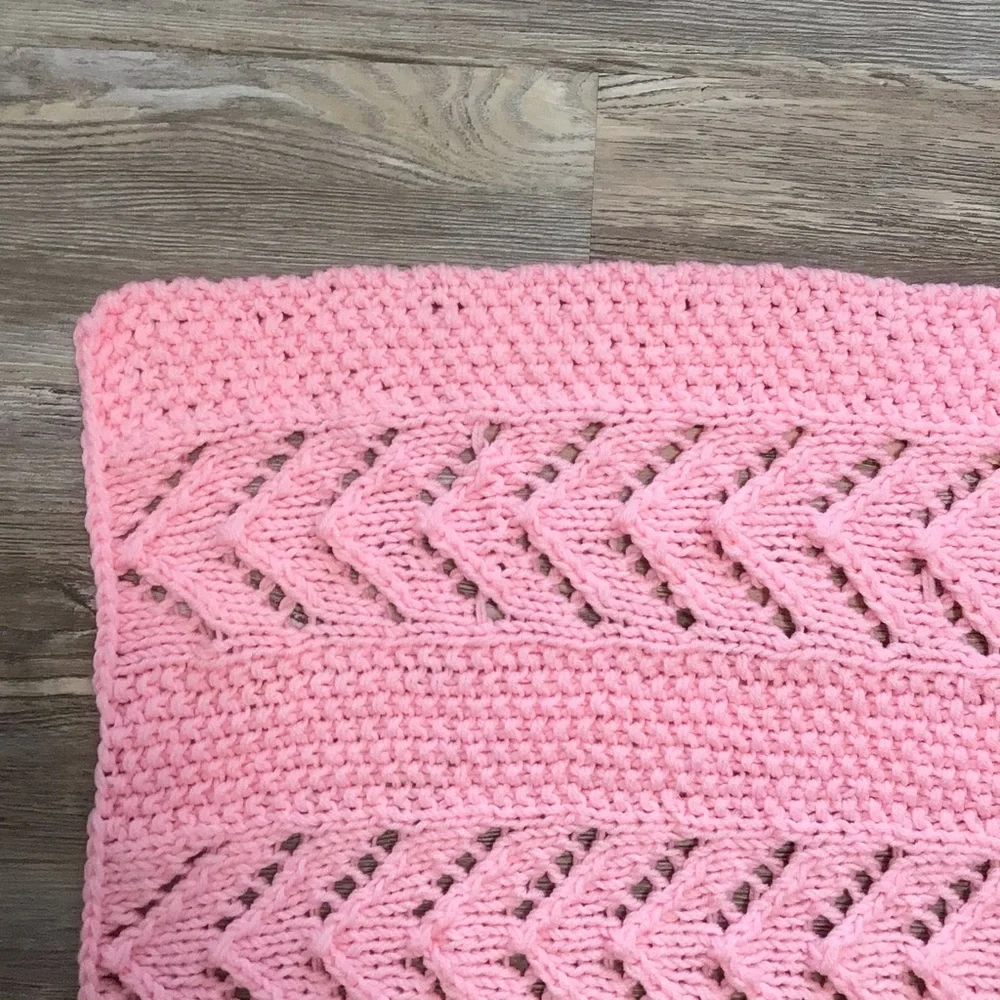 Crochet Baby Girl Afghan Pink Homemade 32x34
